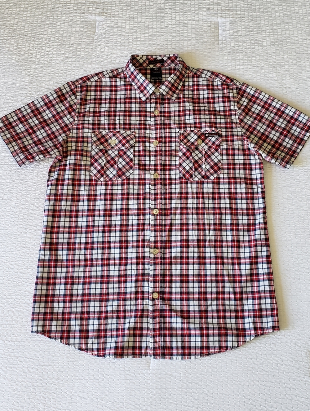 NWOT! ENYCE Men's Plaid Y2K Cowboy 2-Pocket BD LS Shirt (XL) Red/White/Blue